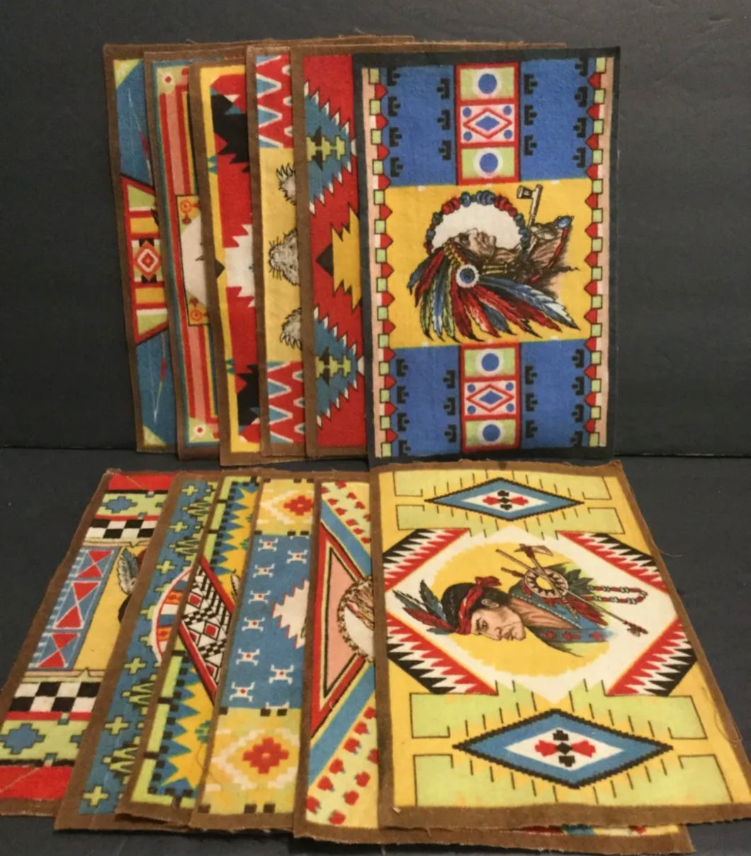 1910 Indian Chiefs Set of 12 Blankets / Felts