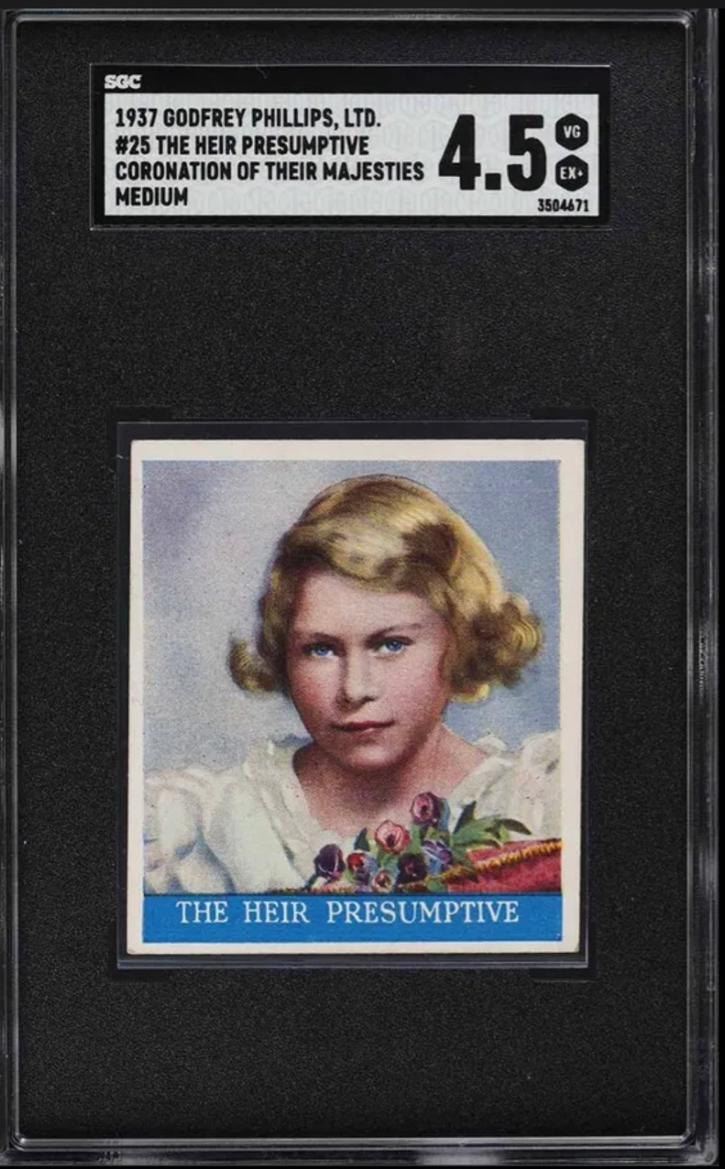 1937 GODFREY PHILLIPS PRINCESS ELIZABETH THE HEIR PRESUMPTIVE #25 SGC 4.5