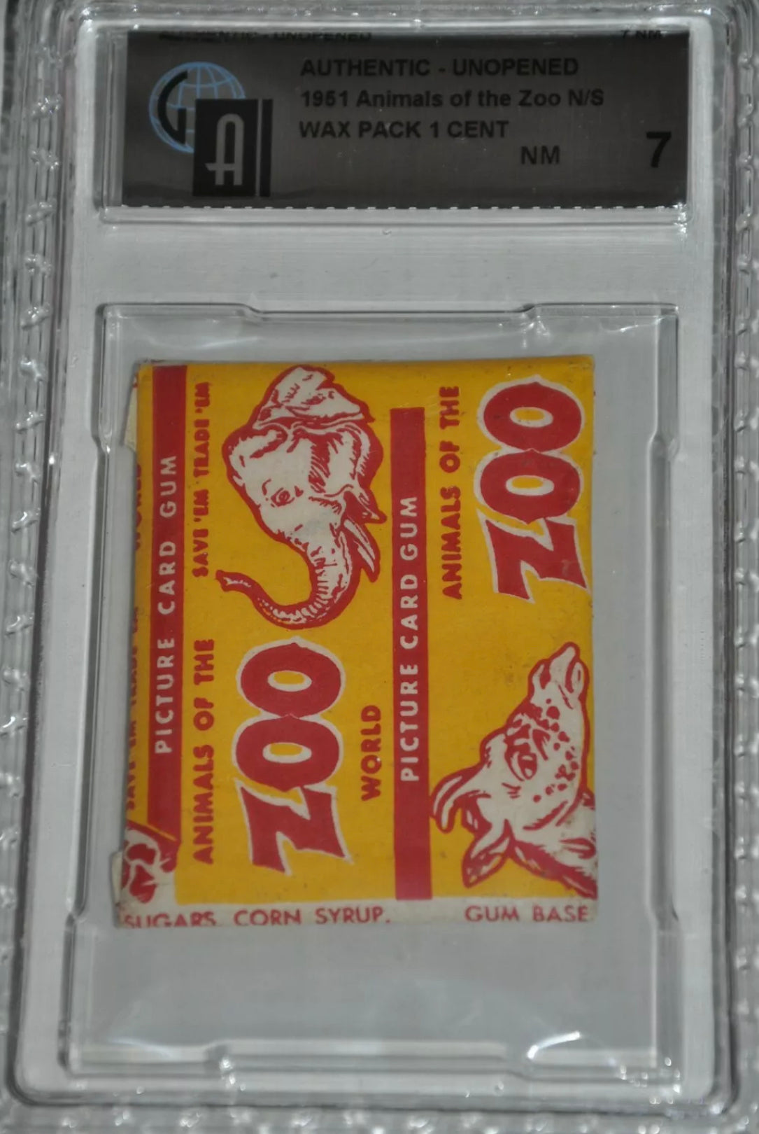1951 TOPPS ANIMALS OF THE ZOO" UNOPENED WAX PACK GRADED "7 Wax Pack Kid