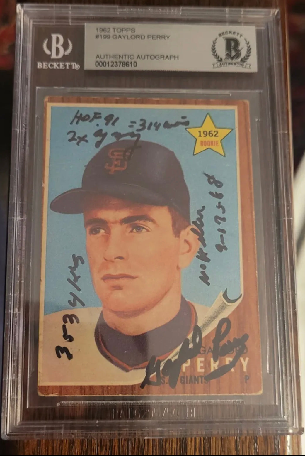 1962 TOPPS GAYLORD PERRY SIGNED ROOKIE RC AUTO GIANTS BECKETT BAS  AUTOGRAPHED 1/1?