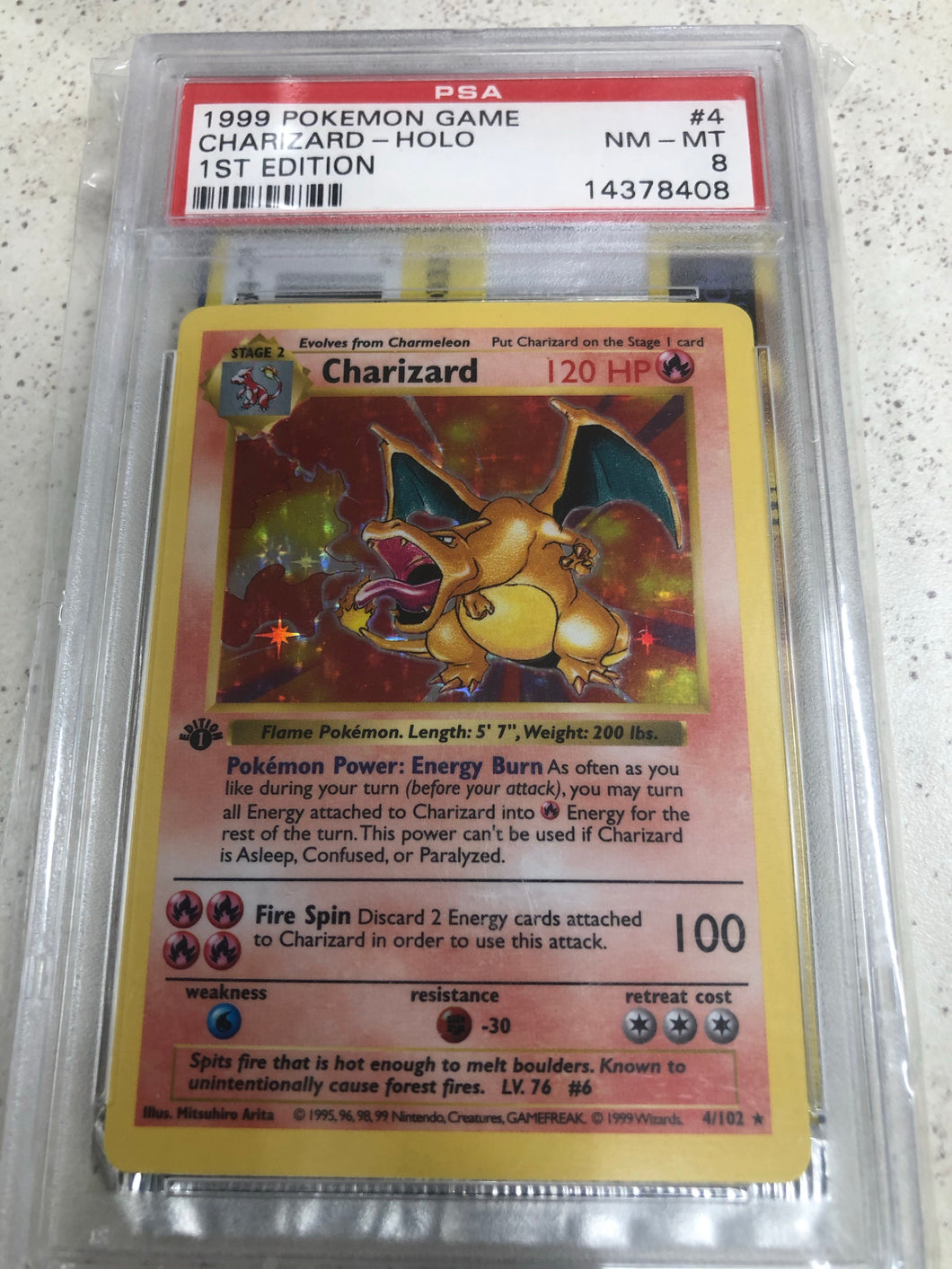 1999 Pokémon Game Charzard- Holo 1st Edition PSA8
