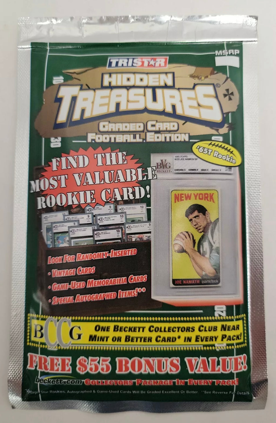 1 pack 2006 TriStar Hidden Treasures Graded Card Football Edition