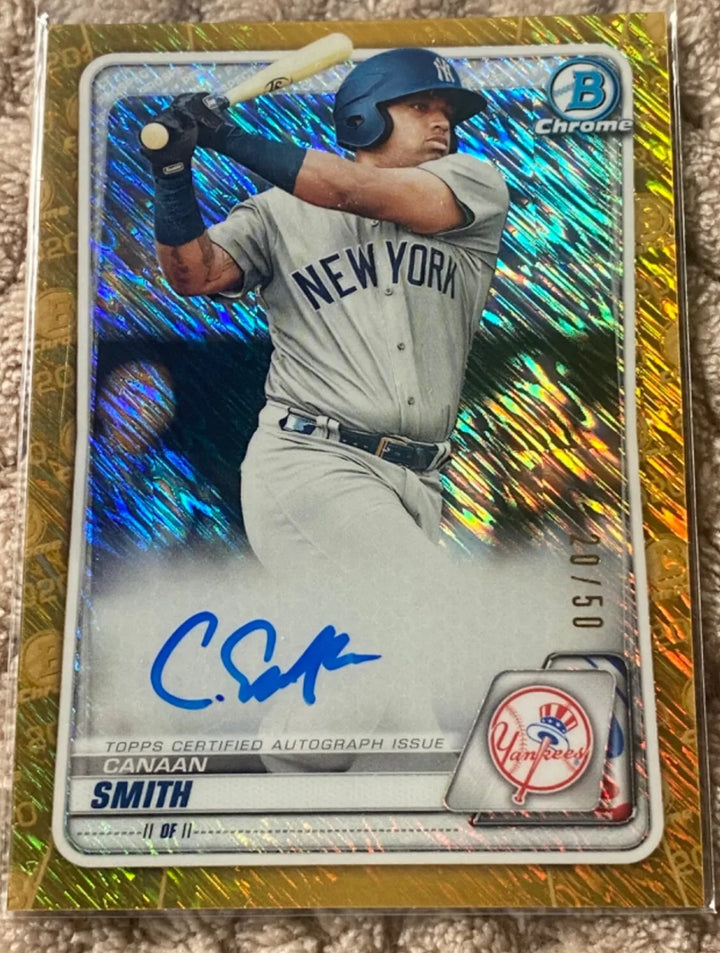 2020 Bowman Chrome Prospects Gold Shimmer Refractor /50 Canaan Smith-Njigba Auto