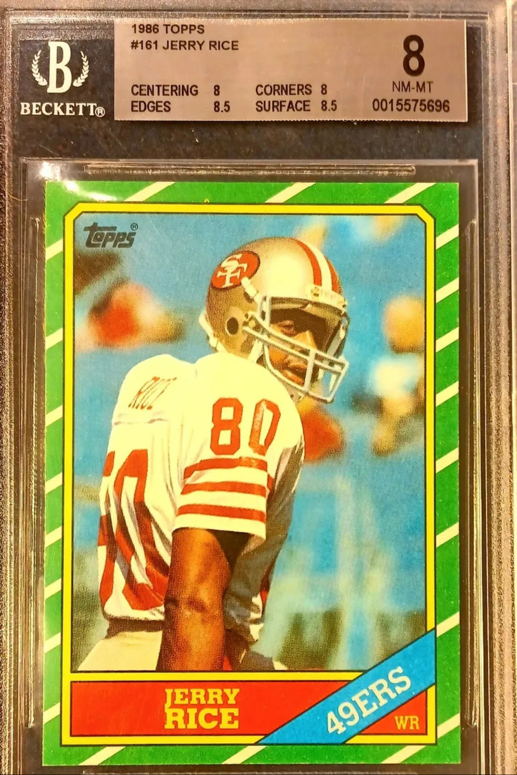 1986 Topps Jerry Rice Rookie BGS 8 NM-MT HIGH END  2/8.5