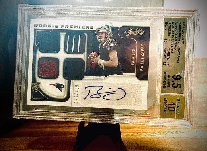 2022 Absolute Quad RPA Bailey Zappe RC Auto 173/199 — BGS 9.5 + BGS Auto 10