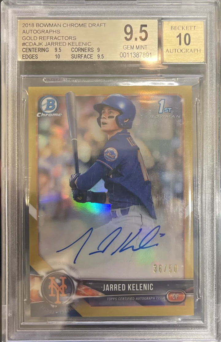 2018 Bowman Chrome Jarred Kelenic Gold Refractor RC Auto #36/50 BGS 9.5 10