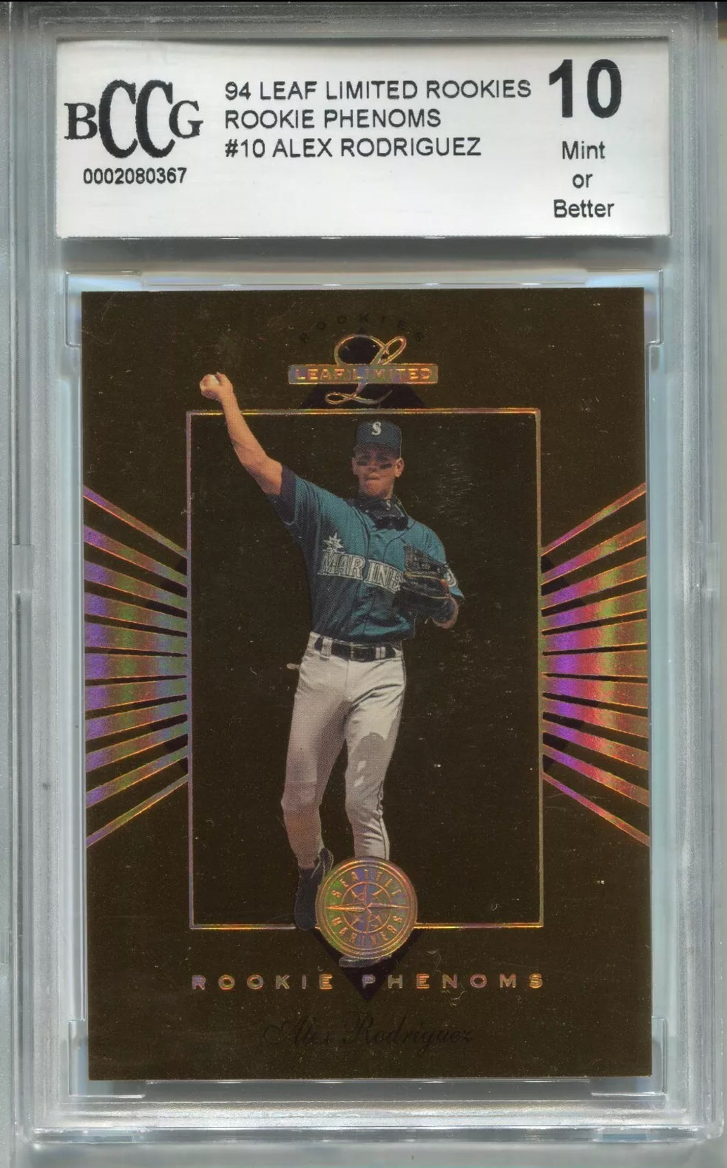1994 Leaf Limited Baseball #10 Alex Rodriguez Rookie Card Beckett Graded BCCG 10