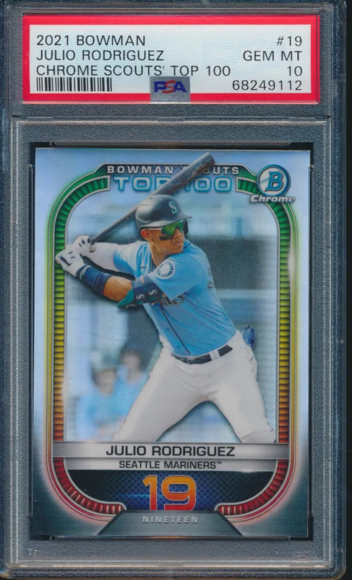 PSA 10 JULIO RODRIGUEZ 2021 Bowman Chrome Scouts Top 100 Rookie Card RC GEM MINT