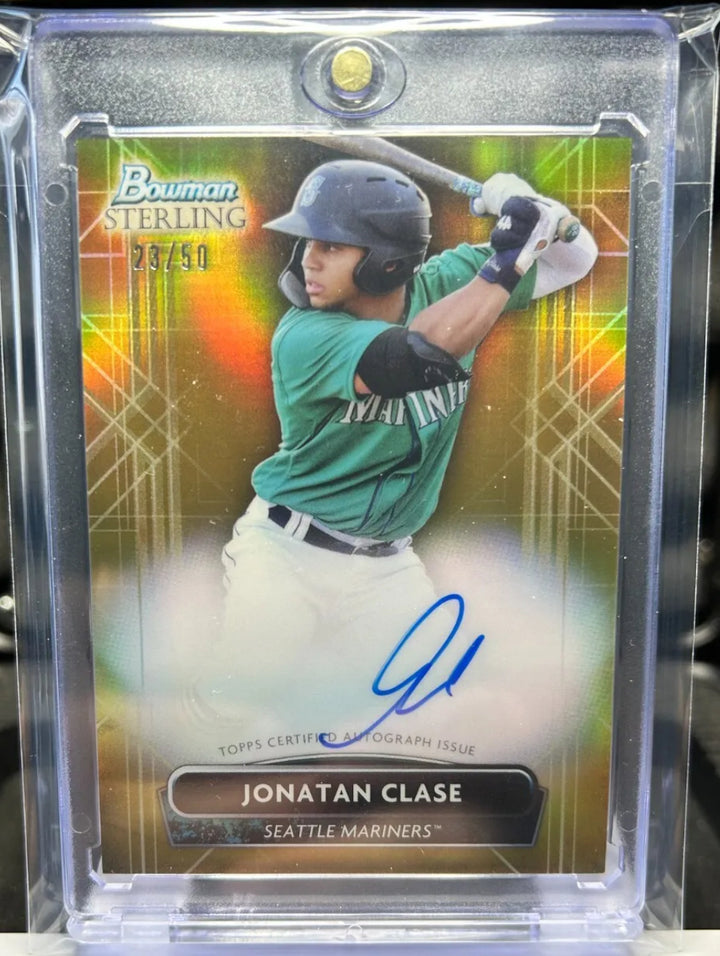 JONATAN CLASE 2022 Bowman Sterling Gold Refractor Prospect Auto SSP /50 Mariners
