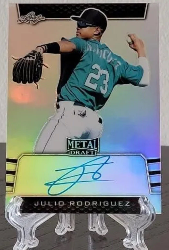 2019 Leaf Metal Draft Julio Rodriguez Silver Prismatic Auto 1/50 Mariners