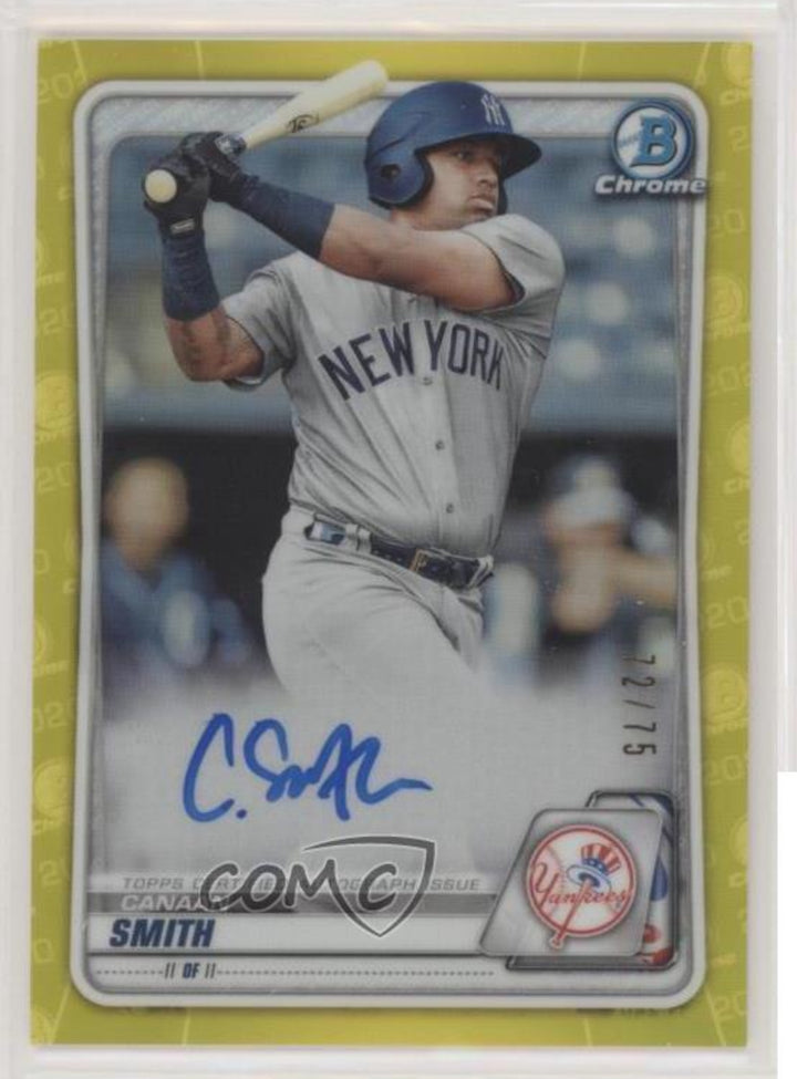 2020 Bowman Chrome Prospects Yellow Refractor /75 Canaan Smith-Njigba Smith Auto