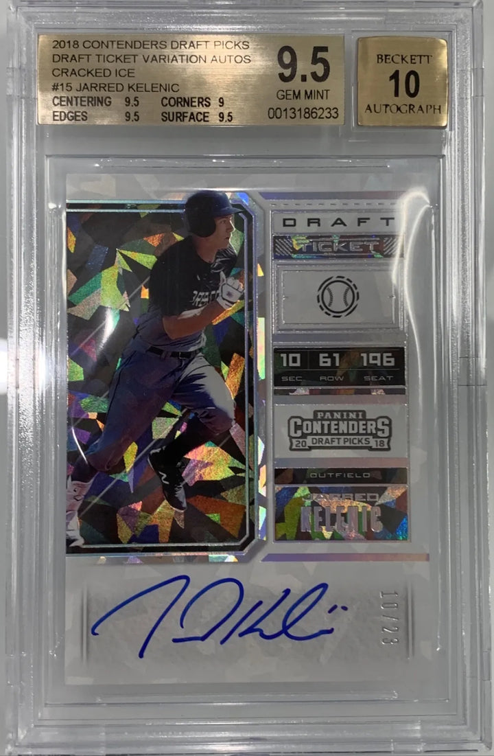 2018 Panini Contenders Draft Picks Jarred Kelenic Auto Cracked Ice #/23 BGS 9.5 #10 Jersey number 1/1