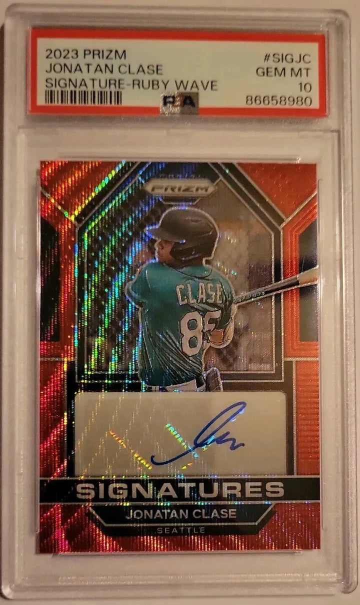 Jonatan Clase psa 10 2023 Panini Prizm red wave #SiG-JC Seattle Mariners Auto