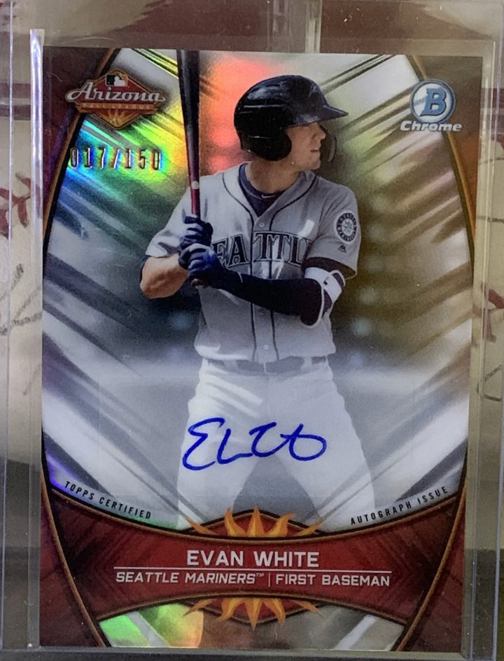 2019 Evan White Bowman Chrome Arizona Fall League Auto /150 SEA Mariners Rookie