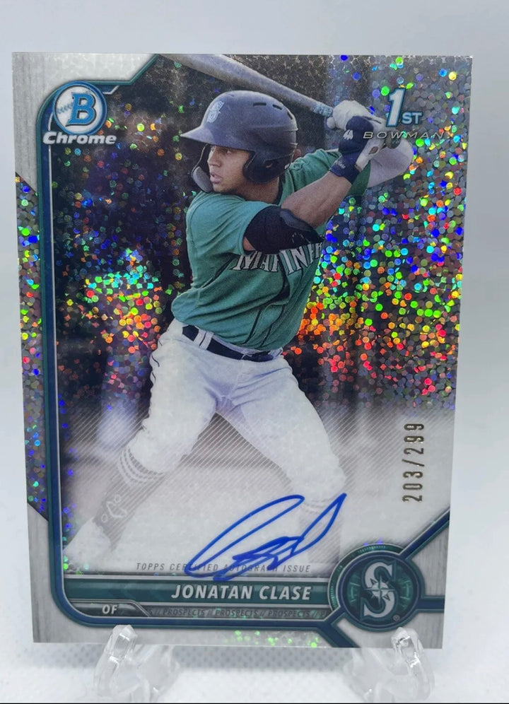 2022 Bowman Chrome Jonatan Clase Speckle Refractor Auto Rookie /299 Mariners🔥