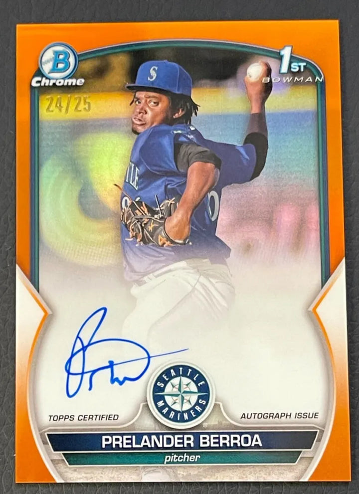 2023 Bowman Chrome Prospect Auto Orange Refractor Prelander Berroa 24/25