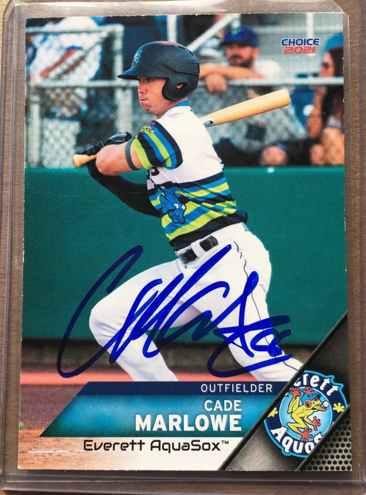 Signed 2021 Everett Aquasox Cade Marlowe RC Rookie Seattle Mariners Autographed