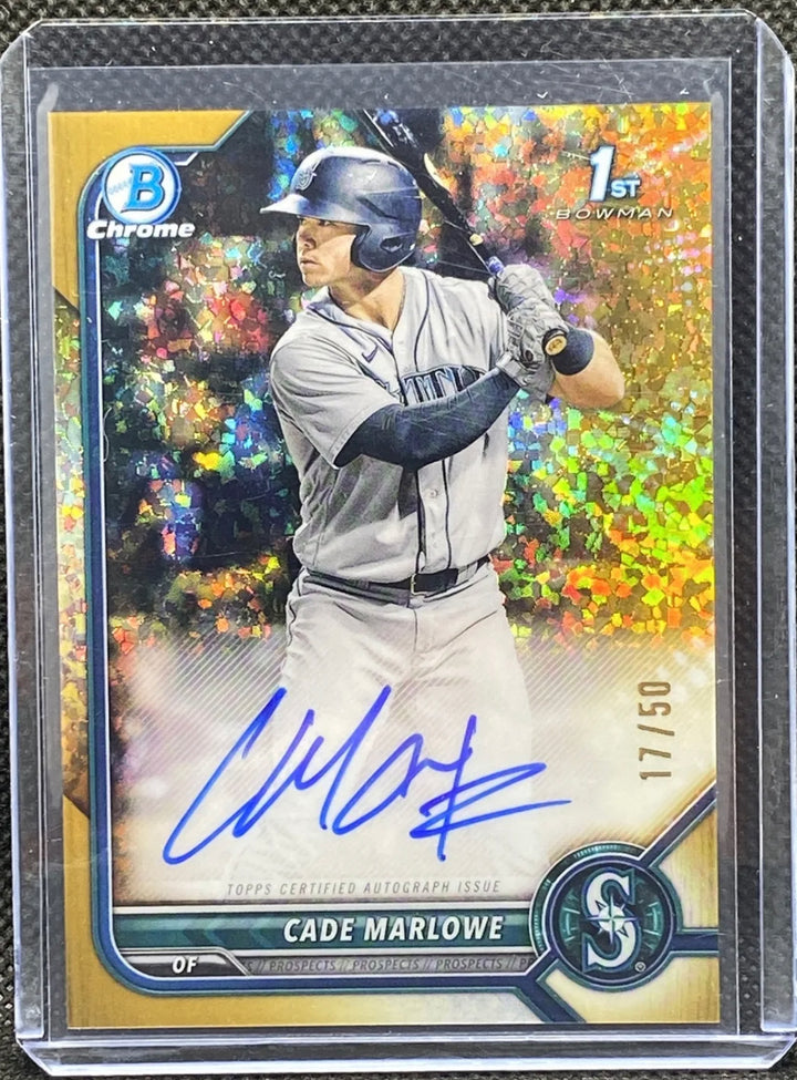 2022 Bowman Chrome Cade Marlow 1st Bowman Auto Gold Mini Diamond Refractor /50