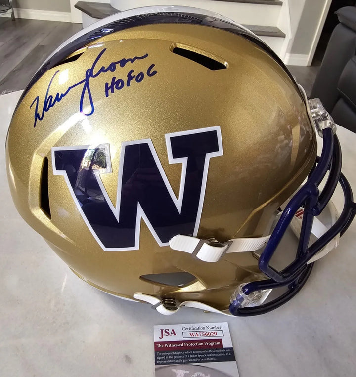 Warren Moon Autographed/Signed Full Size Helmet JSA COA Washington Huskies HOF