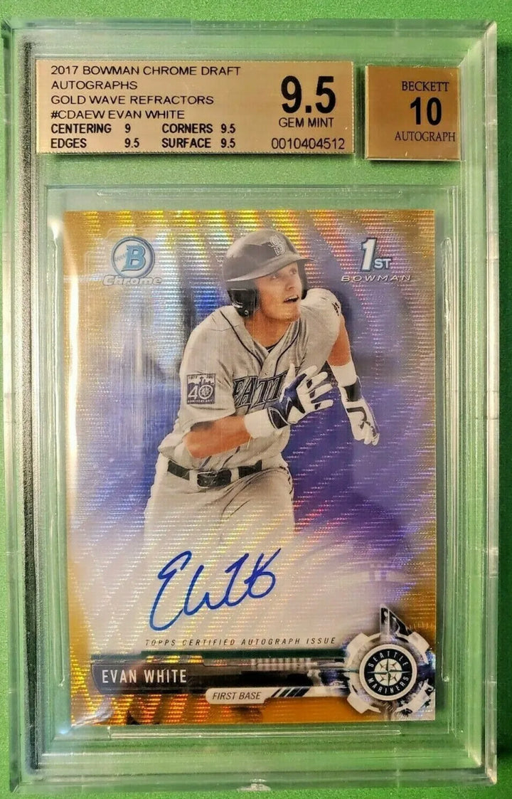 2017 Bowman Chrome Gold Wave Refractor Evan White Rookie RC AUTO 29/50 BGS 9.5