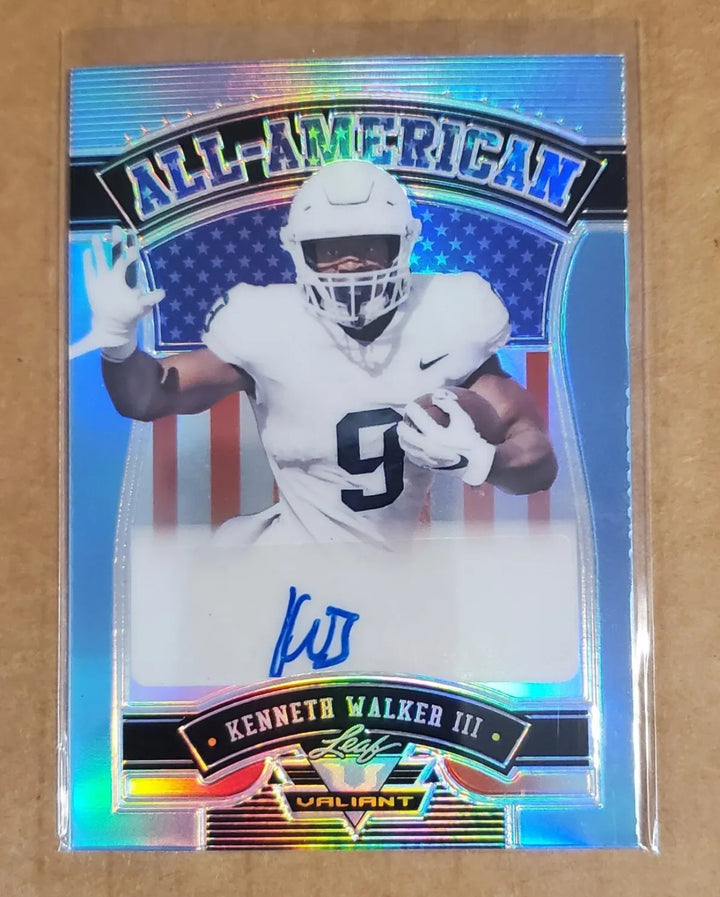 2022 Leaf Valiant Kenneth Walker III Platinum Blue Prizm Auto 9/10 *Jersey Match