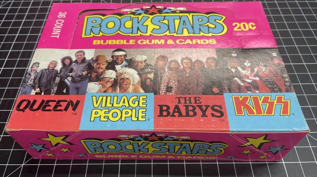 1979 DONRUSS ROCK STARS WAX BOX KISS, QUEEN, VILLAGE PEOPLE 36 wax packs