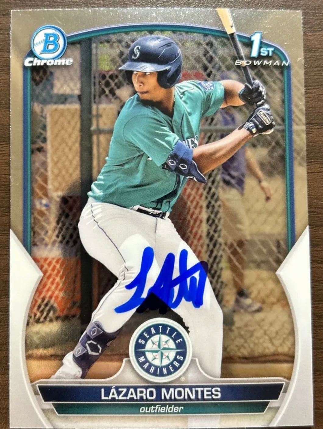 Lazaro Montes 2023 Bowman Chrome AUTO IP AUTOGRAPH SIGNED 1ST MARINERS #58