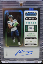 Load image into Gallery viewer, 2022 Contenders Kenneth Walker III Rookie RC Playoff Ticket Auto #68/99 Seahawks
