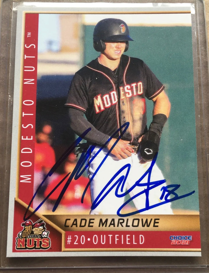 Cade Marlowe 2021 Modesto Nuts Autographed Card Signed Everett Aquasox Auto
