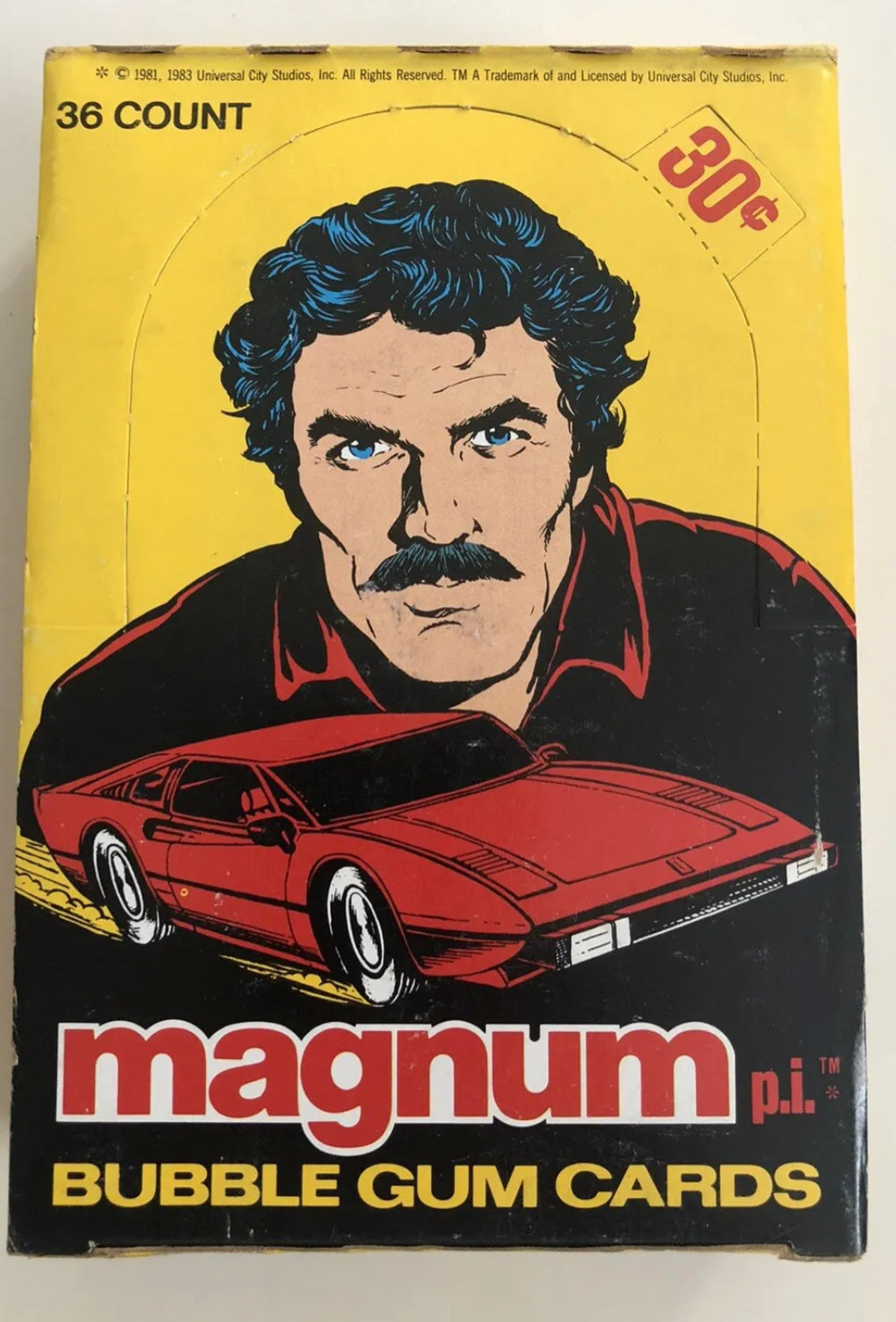 1983 DONRUSS MAGNUM P.I. TV SHOW FULL BOX * 36 SEALED WAX PACKS * TOM SELLECK aww