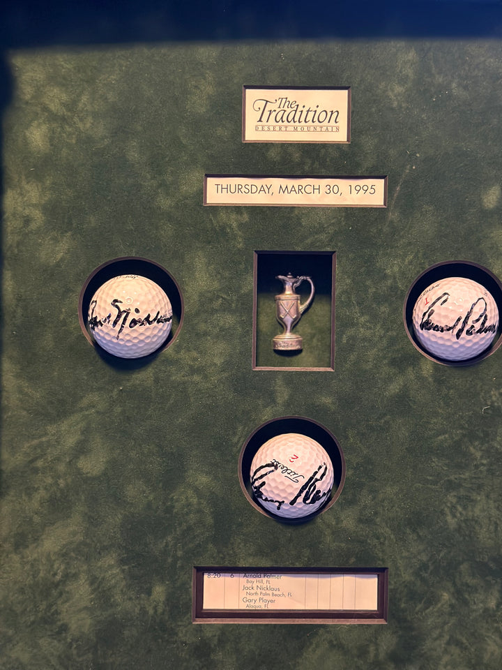 1995 The Tradition Desert Mountain Arnold Palmer , Jack Nicholas, Gary Player Signed Golf Balls