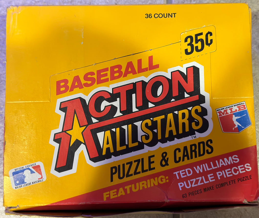 1984  DONRUSS BASEBALL ACTION ALL STARS Box Ted WILLIAMS PUZZLE (36 PACKS) GIANT