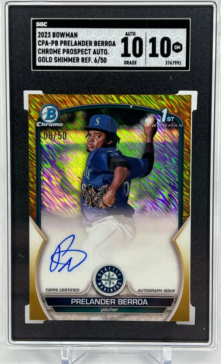 2023 Bowman Prelander Berroa Chrome Prospect Auto GOLD Shimmer Refractor /50