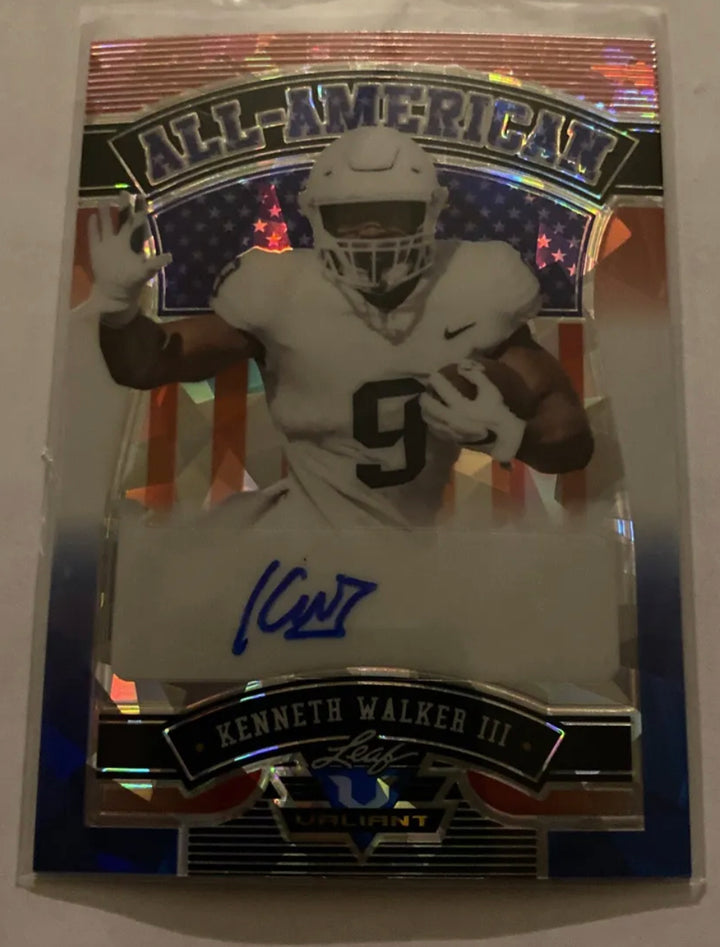 2022 Kenneth Walker III All American Auto Red,White&Blue Crystal...