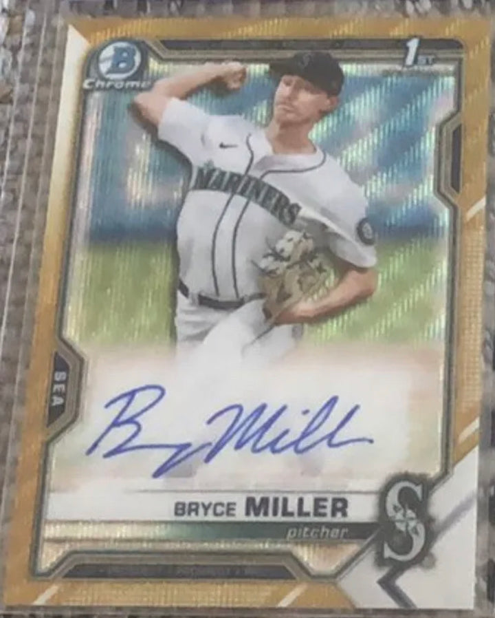2021 Bowman Chrome Draft Bryce Miller #CDA-BMI Gold Wave Refractor Autograph /50