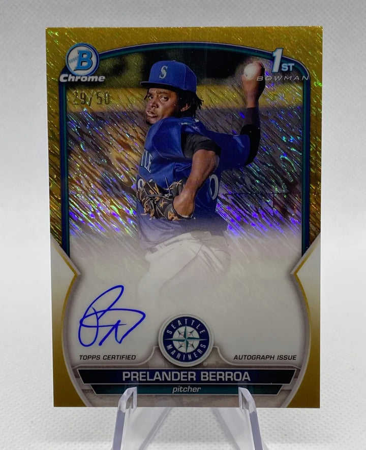 2023 Bowman Chrome Gold Shimmer Refractor Prelander Berroa 29/50 ROOKIE 1st AUTO
