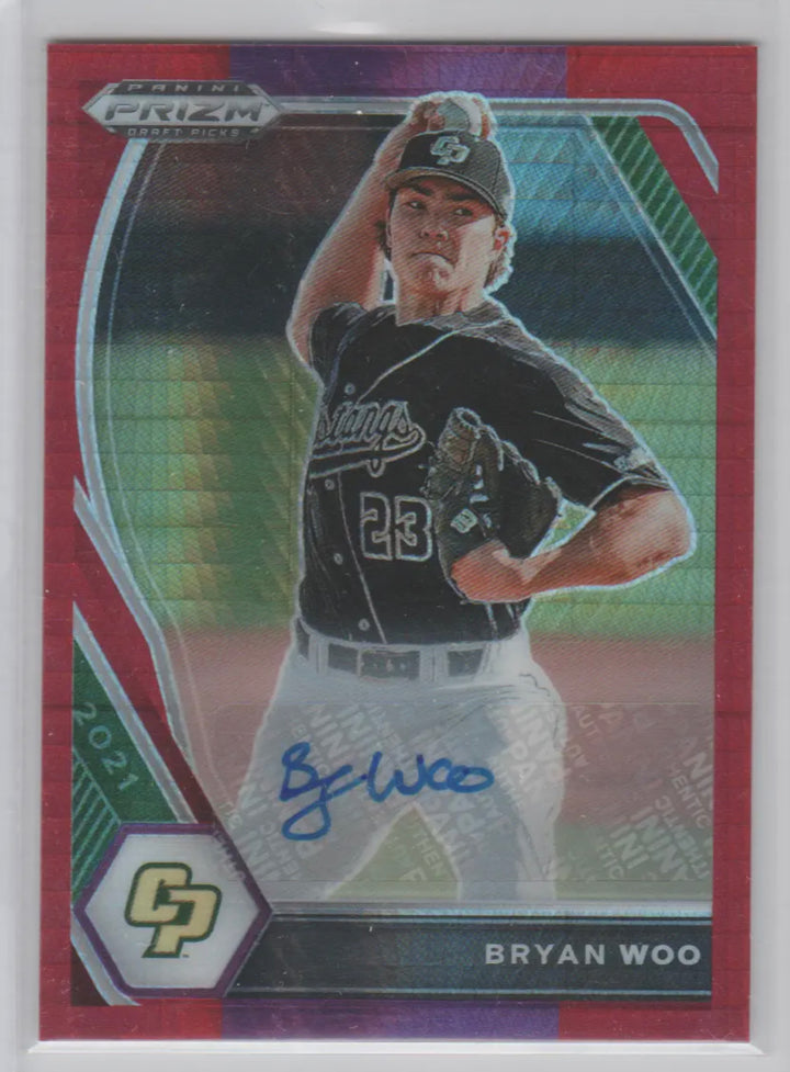 2021 PANINI PRIZM DRAFT BRYAN WOO AUTOGRAPH AUTO RC RED PURPLE HYPER MARINERS