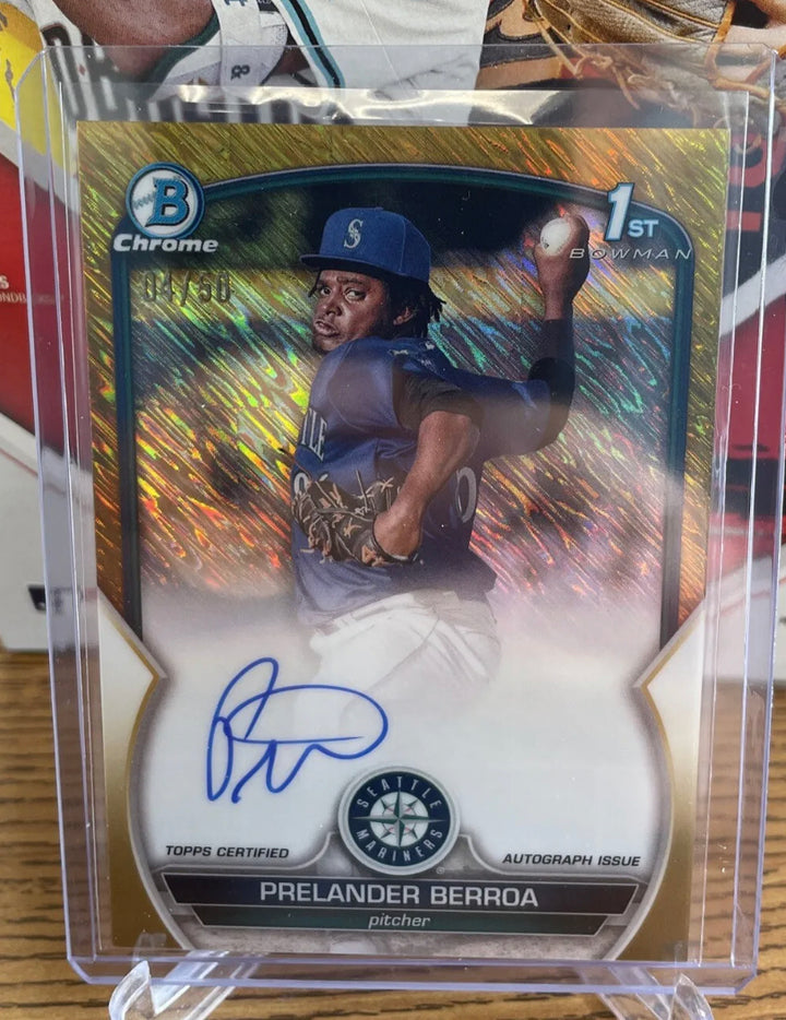 2023 Bowman Chrome Auto Autograph GOLD REFRACTOR  PRELANDER BERROA 4/50 Mariners