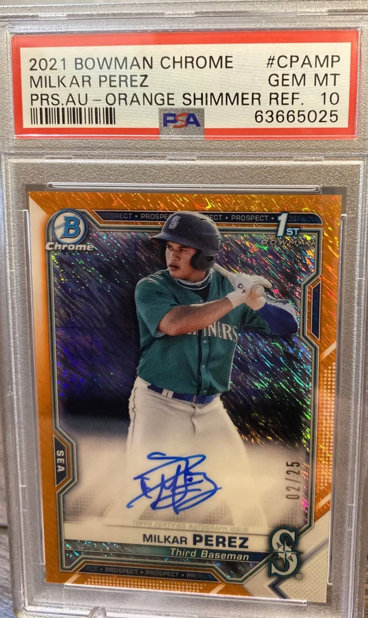 Milkar Perez 2021 Bowman Chrome 1st Orange Refractor Auto /25 PSA 10 GEM MINT RC
