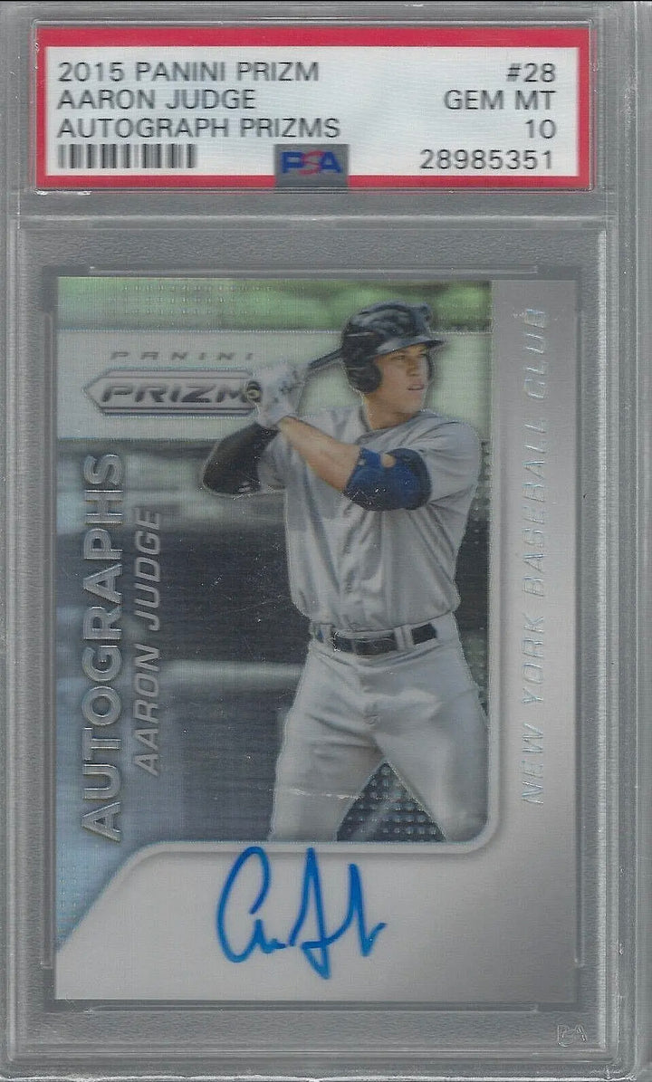 2015 panini prizm #28 AARON JUDGE rookie auto refractor psa 10