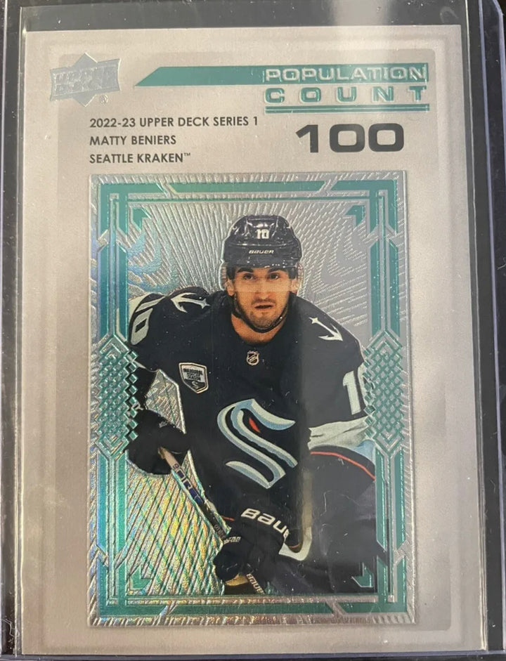 2022 - 23 Matty Beniers Population Count 100 Seattle Kraken Rare SP