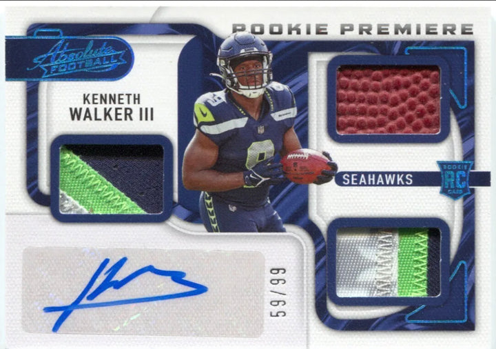 2022 Absolute Kenneth Walker III Rookie Autograph Spectrum 3 Ball Patch Auto /99