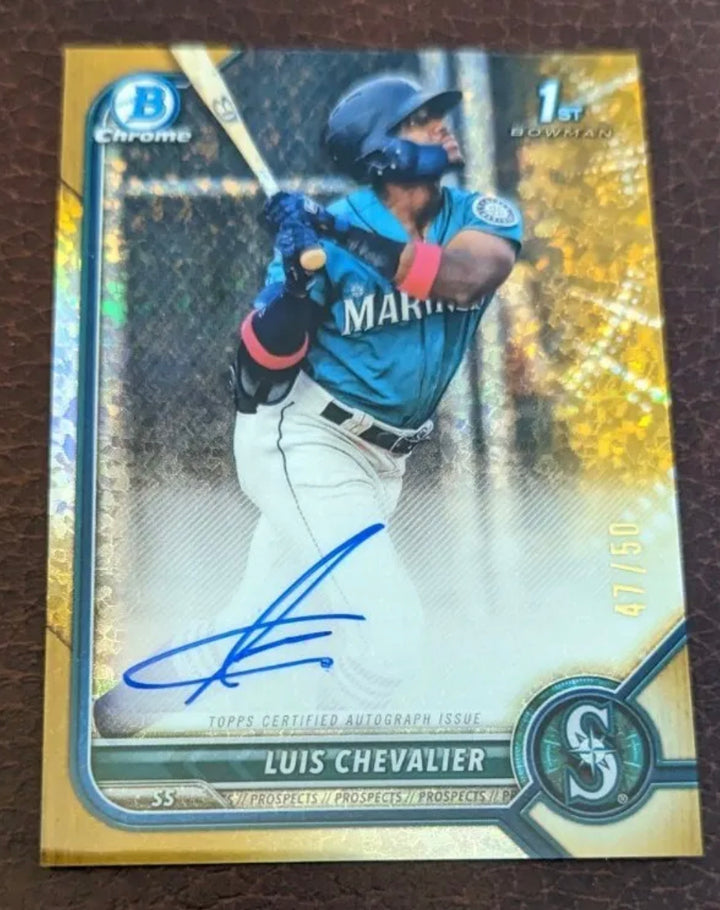 2022 Bowman Chrome LUIS CHEVALIER RC AUTO GOLD DIAMONDS REFRACTOR #/50 Mariners