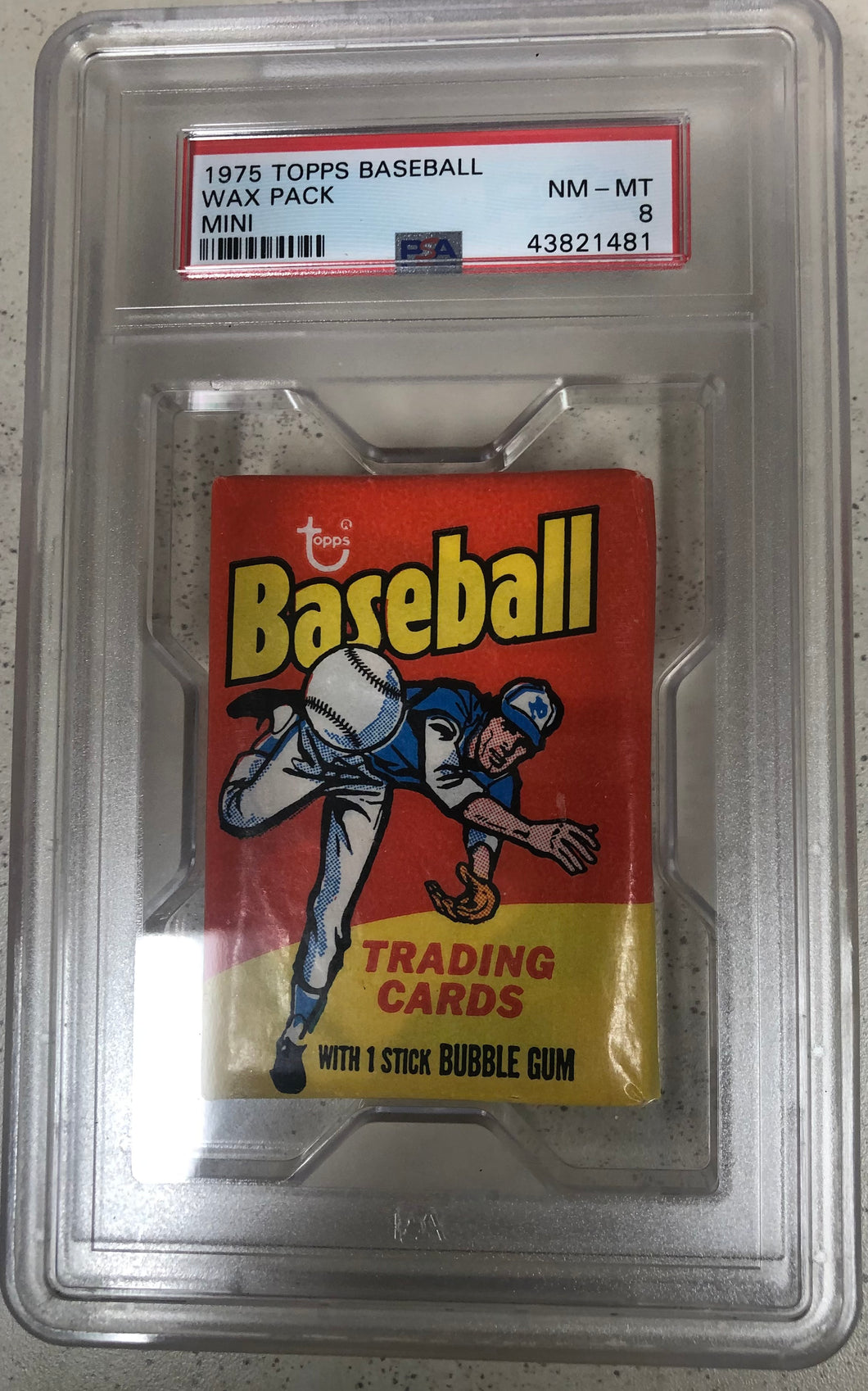 1975 Topps Mini Baseball Wax Pack PSA 8