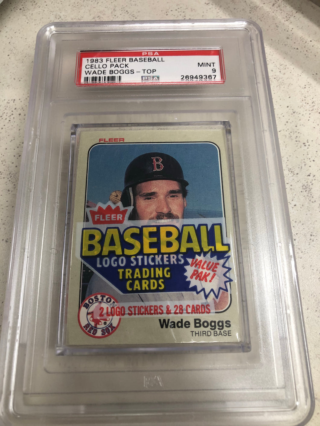 1983 Fleer Baseball Cello Wade Boggs RC Top PSA 9