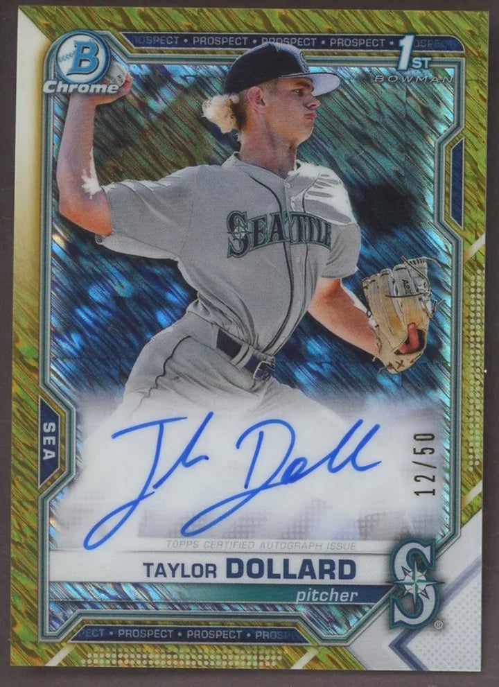 2021 Bowman Chrome Gold Shimmer Refractor Taylor Dollard RC Rookie AUTO 12/50