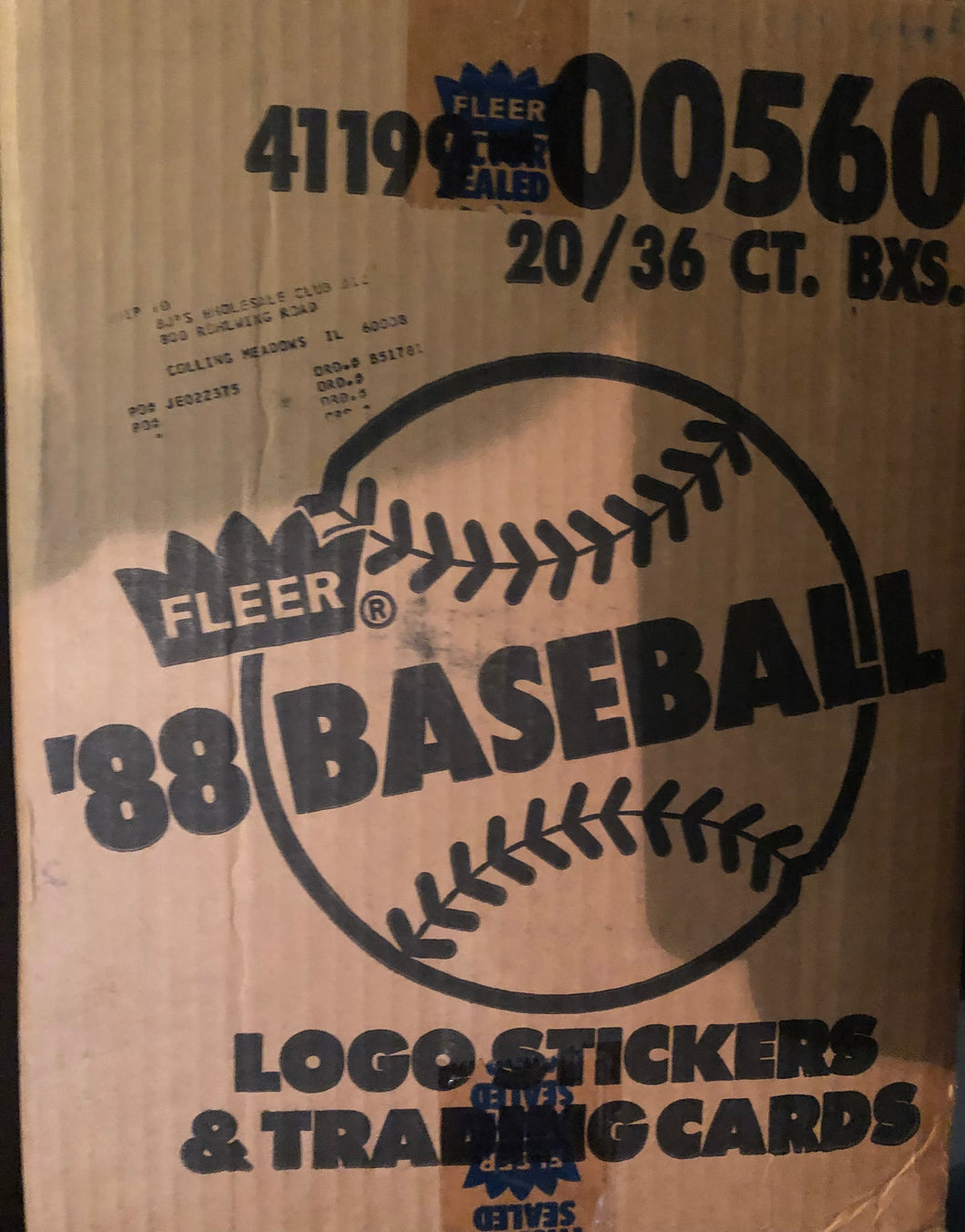 1988 Fleer Baseball Wax Box Case Factory Sealed