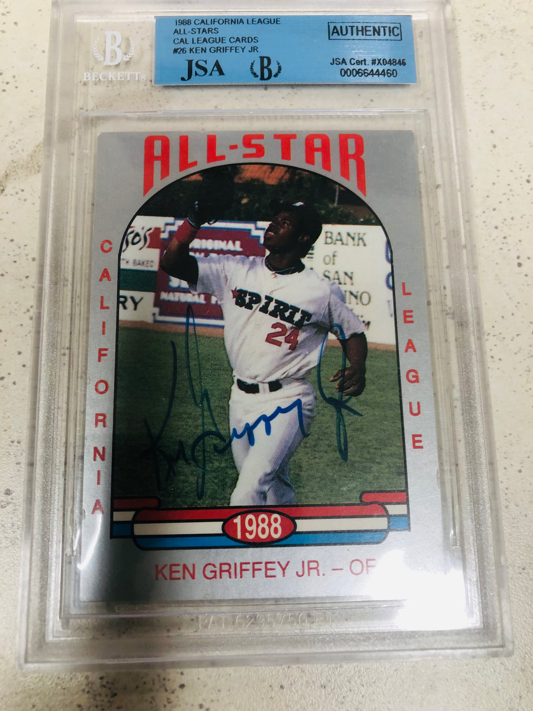 1988 California League Griffey JR Signed BGS JSA