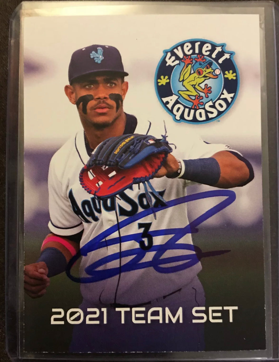 Signed Everett Aquasox 2021 Team Checklist Card Julio Rodriguez Autographed Auto