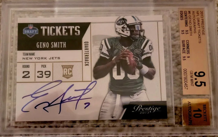 Geno Smith RC 2013 Prestige Draft Tickets  Auto Graded BGS Beckett 9.5 Gem Mint